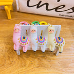 Rainbow Alpaca Keychain Soft Rubber Pastel Colors 3
