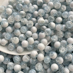 Crackle Round Glass Beads 10mm Ice Cracked Half Color Milk Cap 100pcs 6