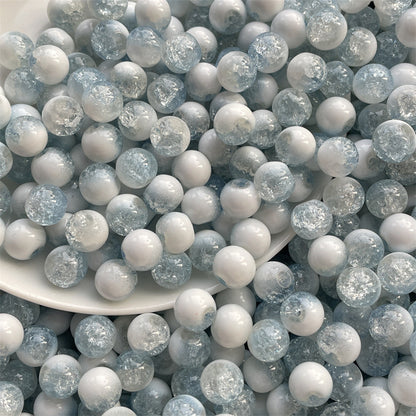 Crackle Round Glass Beads 10mm Ice Cracked Half Color Milk Cap 100pcs 6