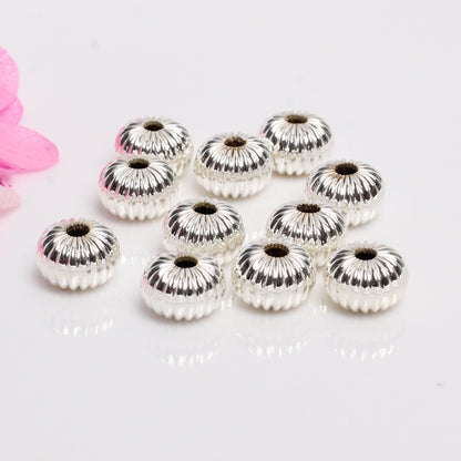 Brass Flat Pumpkin Striped Metal Beads 4-8mm Antique Gold Tone 100pcs 3