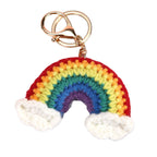 Crochet Rainbow Keychain Handmade Yarn Charm with Colorful Shapes 5