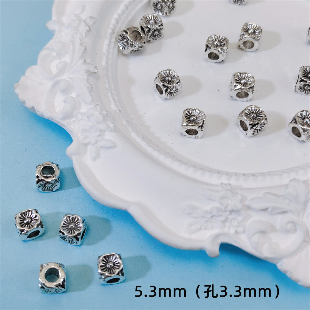Alloy Flower Barrel Spacer Beads 5mm Tibetan Silver Style 90pcs 7
