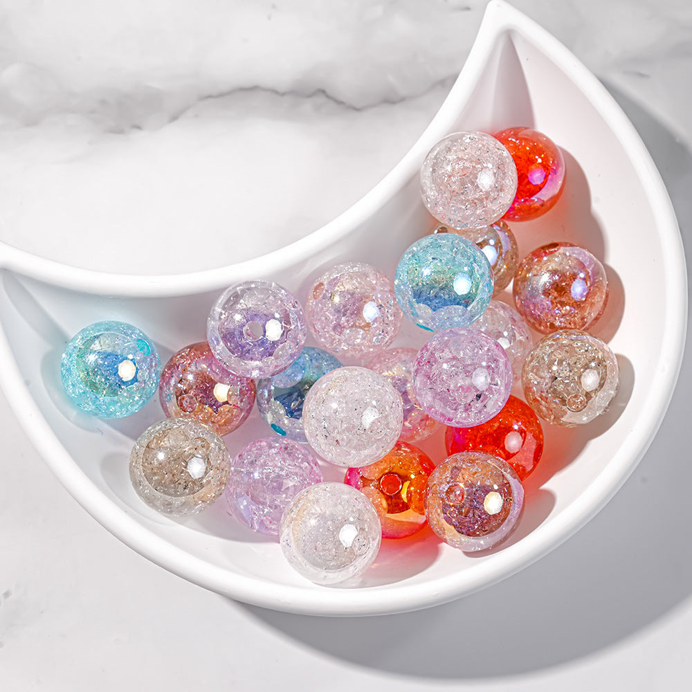 Candy Colored Crackle Resin Beads 16mm Glossy Translucent 25pcs