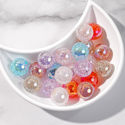 Candy Colored Crackle Resin Beads 16mm Glossy Translucent 25pcs