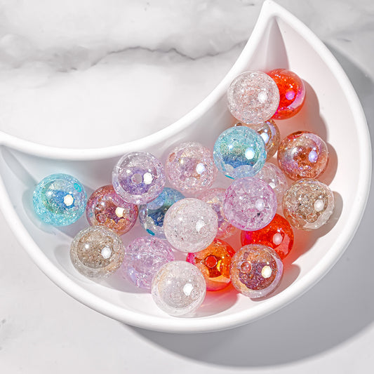 Candy Colored Crackle Resin Beads 16mm Glossy Translucent 25pcs