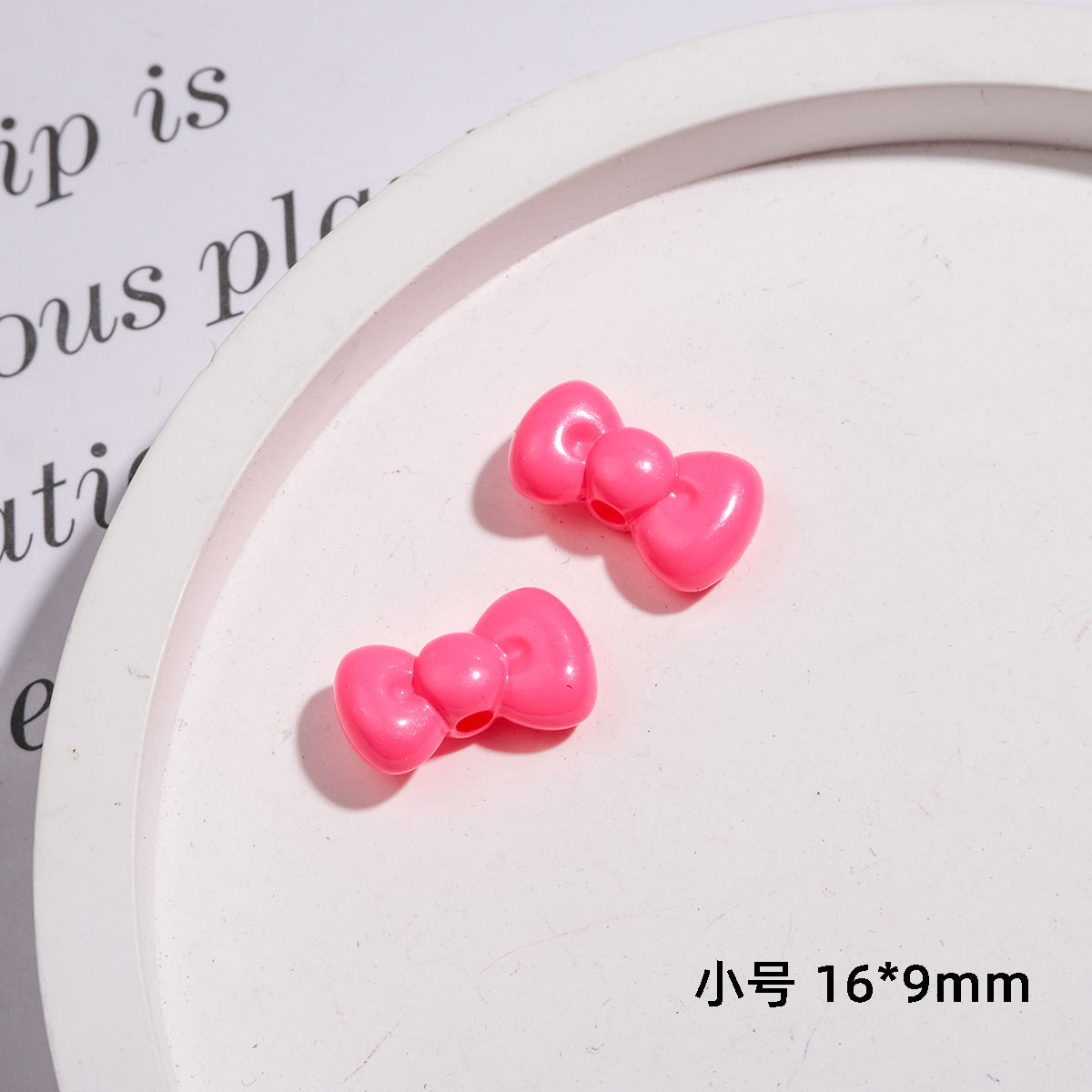 Painted Mini Bow Acrylic Beads 13mm Glossy Mixed Colors 50pcs 9