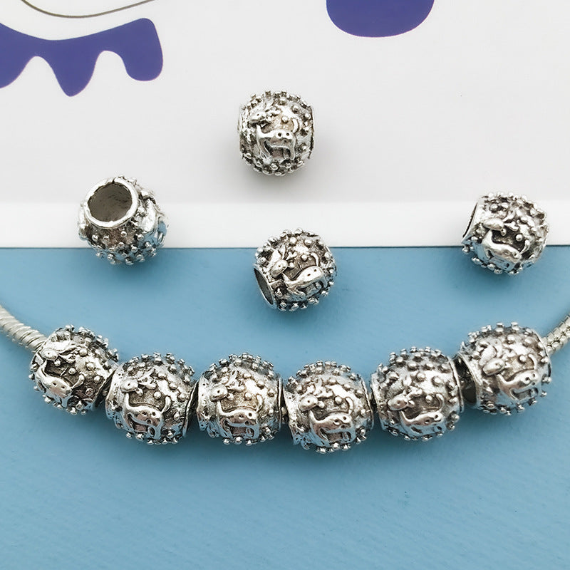 Christmas Series Large Hole Metal Beads Silver Tone Zinc Alloy 1pc 15