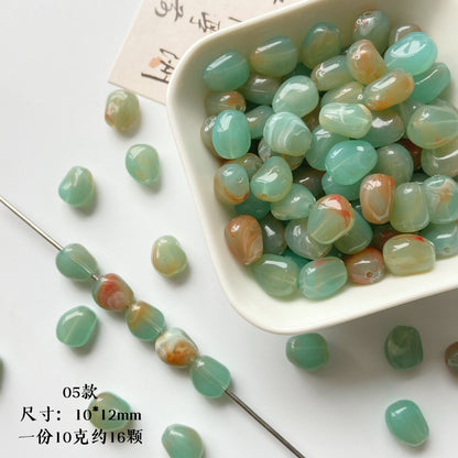 Vintage Irregular Gradient Green Acrylic Beads Organic Retro Style 7