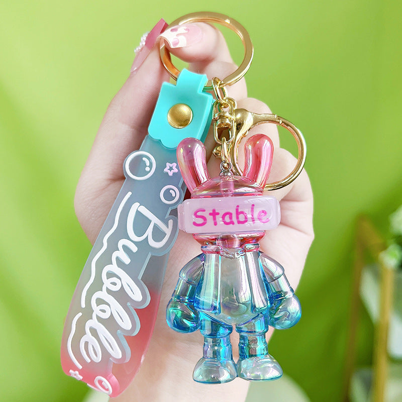 Acrylic Jelly Gradual Color Space Rabbit Keychain Creative Design 5