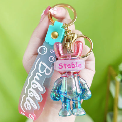 Acrylic Jelly Gradual Color Space Rabbit Keychain Creative Design 5