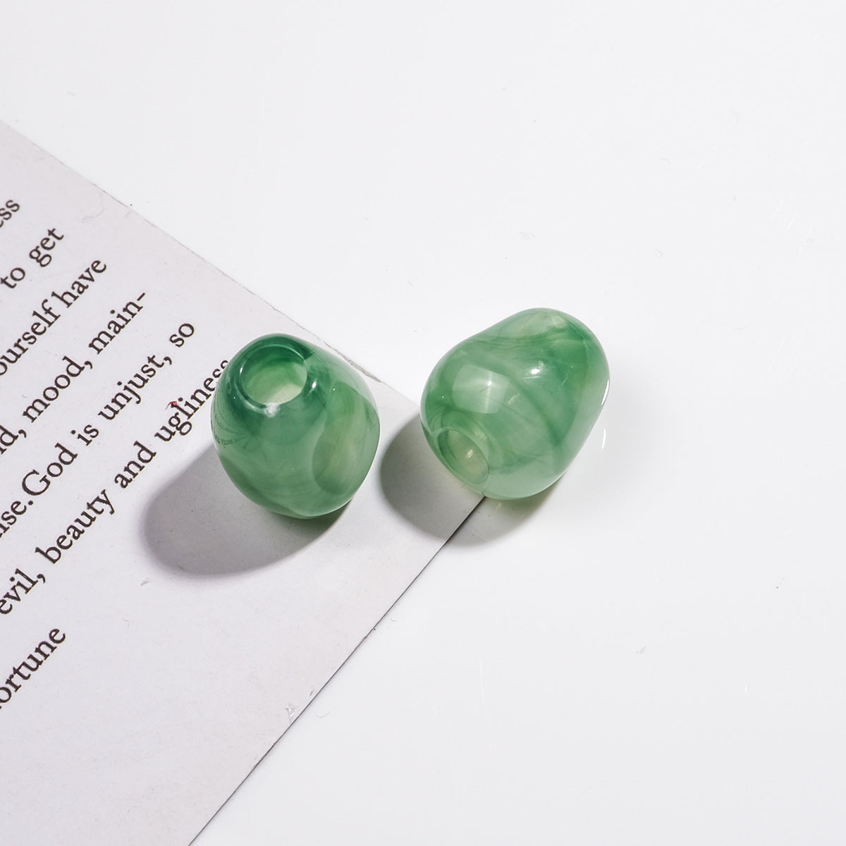 Imitation Jade Acrylic Beads 15mm Large Hole Ink Color 50pcs 13