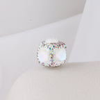 Opal Wrapped Polymer Clay Square Rhinestone Beads 20mm 6pcs 4