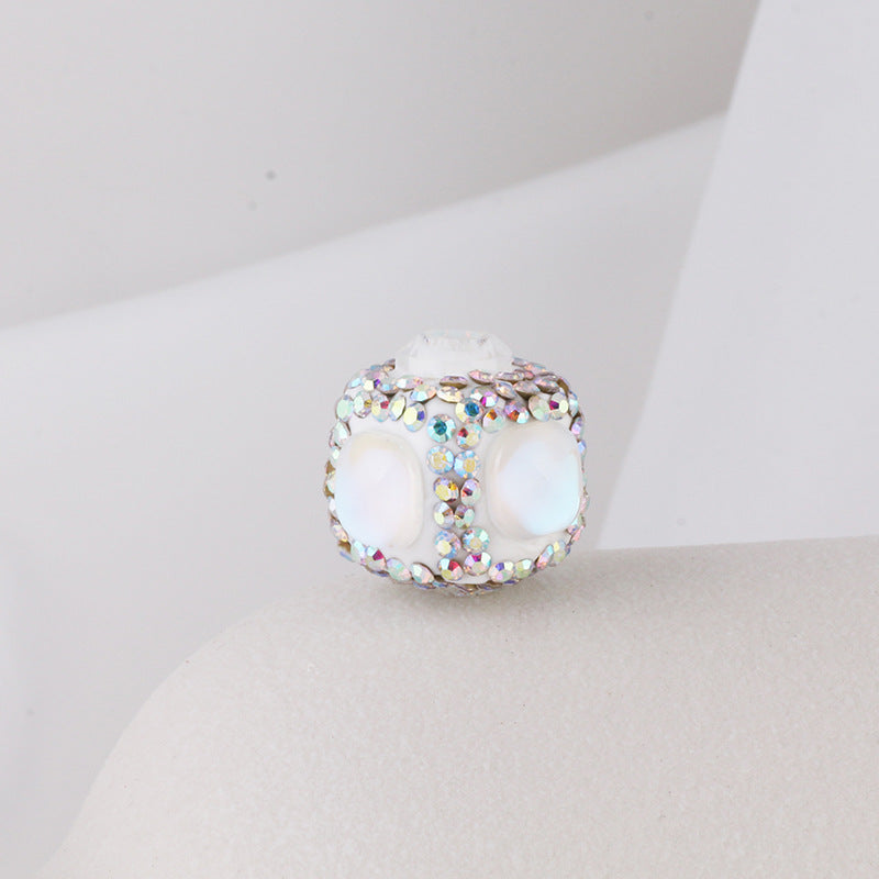 Opal Wrapped Polymer Clay Square Rhinestone Beads 20mm 6pcs 4