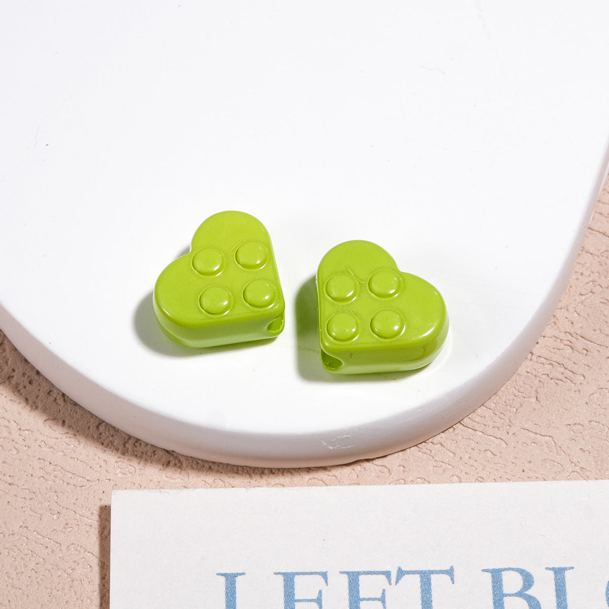 Painted Heart Acrylic Beads 12mm Glossy Raised Dot Detail 50pcs 15