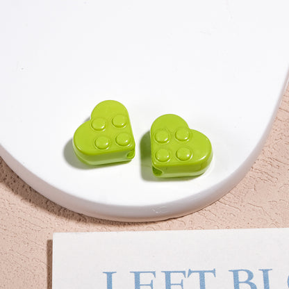 Painted Heart Acrylic Beads 12mm Glossy Raised Dot Detail 50pcs 15