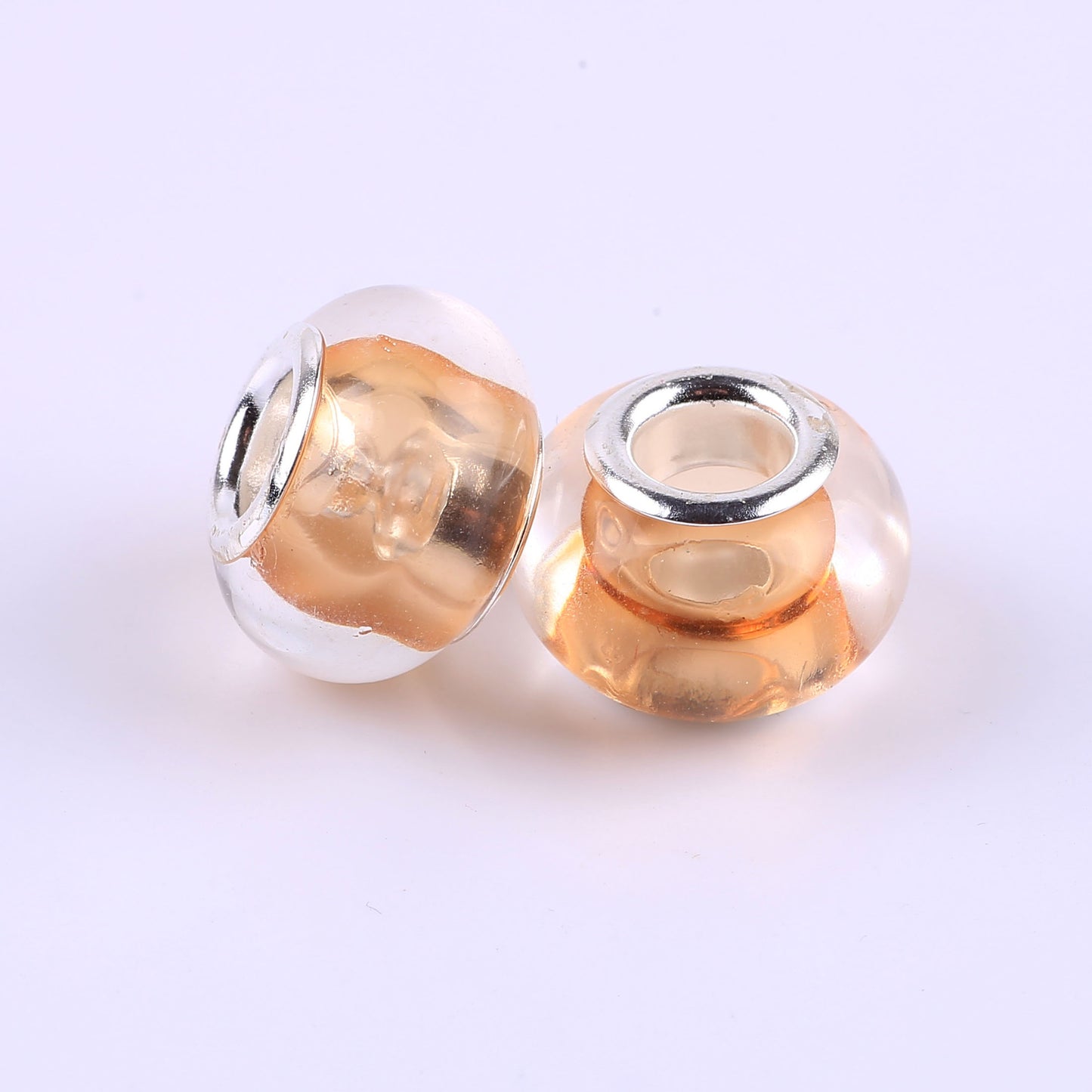 Acrylic Spacer Beads 14mm Glossy Transparent Dyed Core 100pcs 11