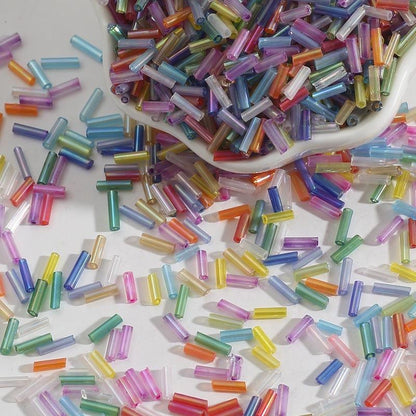 Plating Bugle Glass Beads 7mm Vibrant Polished Colors 1800pcs 18