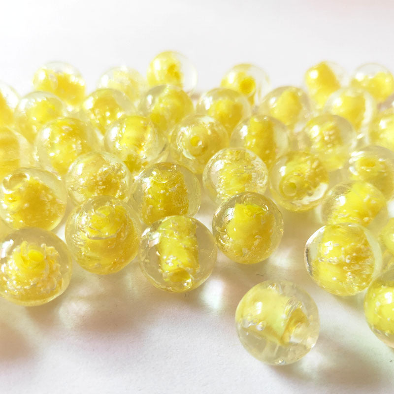 Handmade Painted Glass Beads 8/10/12mm Luminous Silvery Speckles 10pcs 3