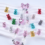 Plating Teddy Bear Acrylic Beads 18mm Metallic Colored 100pcs
