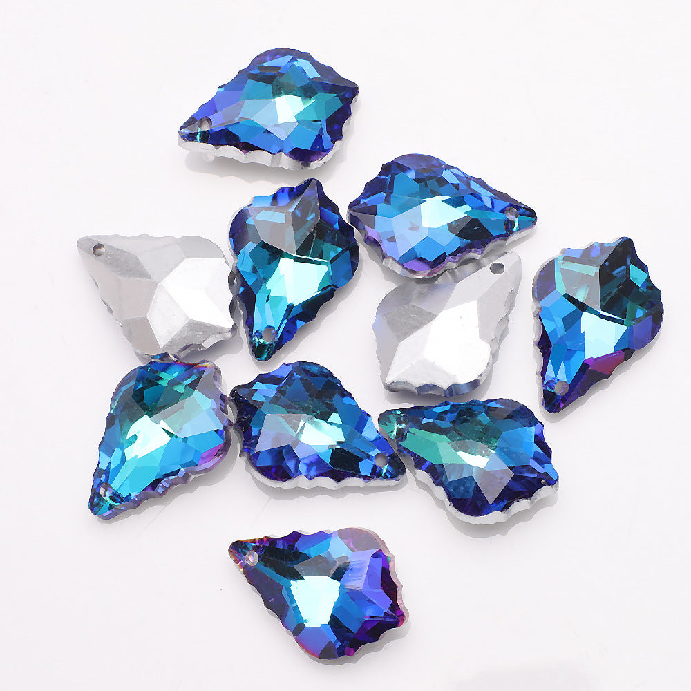Electroplated Maple Leaf Glass Beads 11x16mm Double-Sided Single Hole 30pcs 23