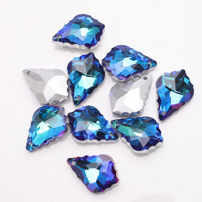 Electroplated Maple Leaf Glass Beads 11x16mm Double-Sided Single Hole 30pcs 23