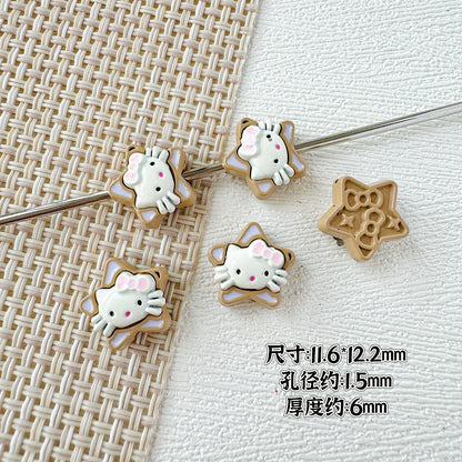 Star Shaped Metal Beads Adorable Painted Animals Glossy Alloy 10pcs 15