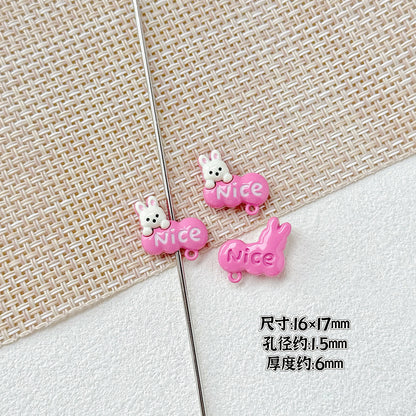 Baking Painted Window Kitten and Nice Rabbit Metal Beads 15/17mm 10pcs 18