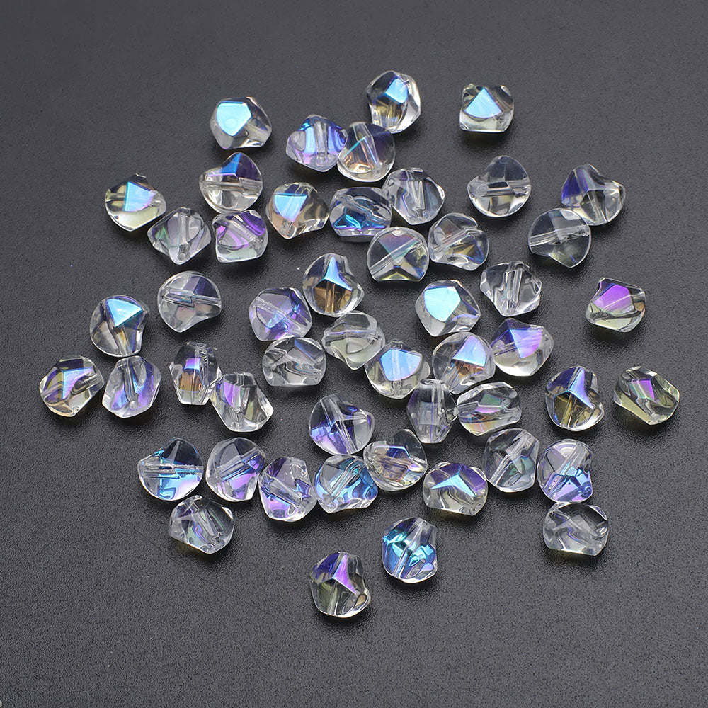 Faceted Four Sided Glass Beads 8mm Electroplated Colorful 50pcs 16