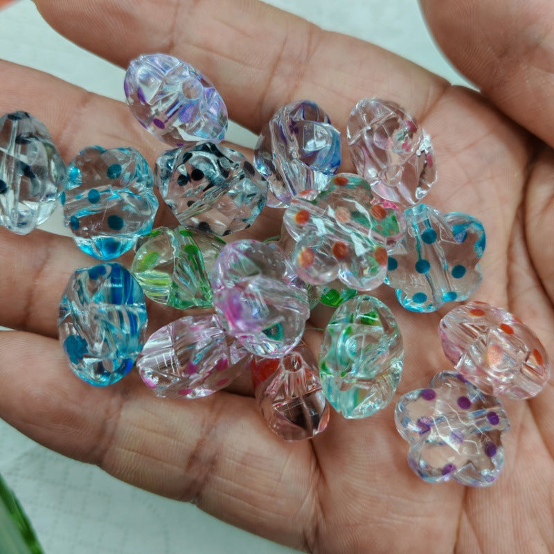 Clear Polka Dotted Star Acrylic Beads 17mm 100pcs 2
