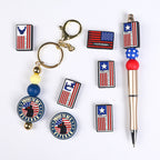 Silicone Focal Beads Careers American Flag Veteran Emblem 20pcs 3