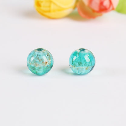 Lampwork Glass Beads Round 12mm Double Color Luminous Foil 5pcs 12