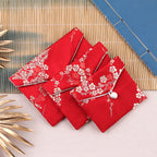 Vintage Chinese Style Brocade Plum Blossom Pattern Snap Closure Pouch 7x8-10x12cm 1pc 6