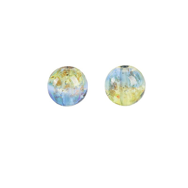 Lampwork Glass Beads Round 12mm Double Color Luminous Foil 5pcs 5