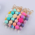 Double-Sided Rose Beaded Silicone Keychain Pastel Colors 2