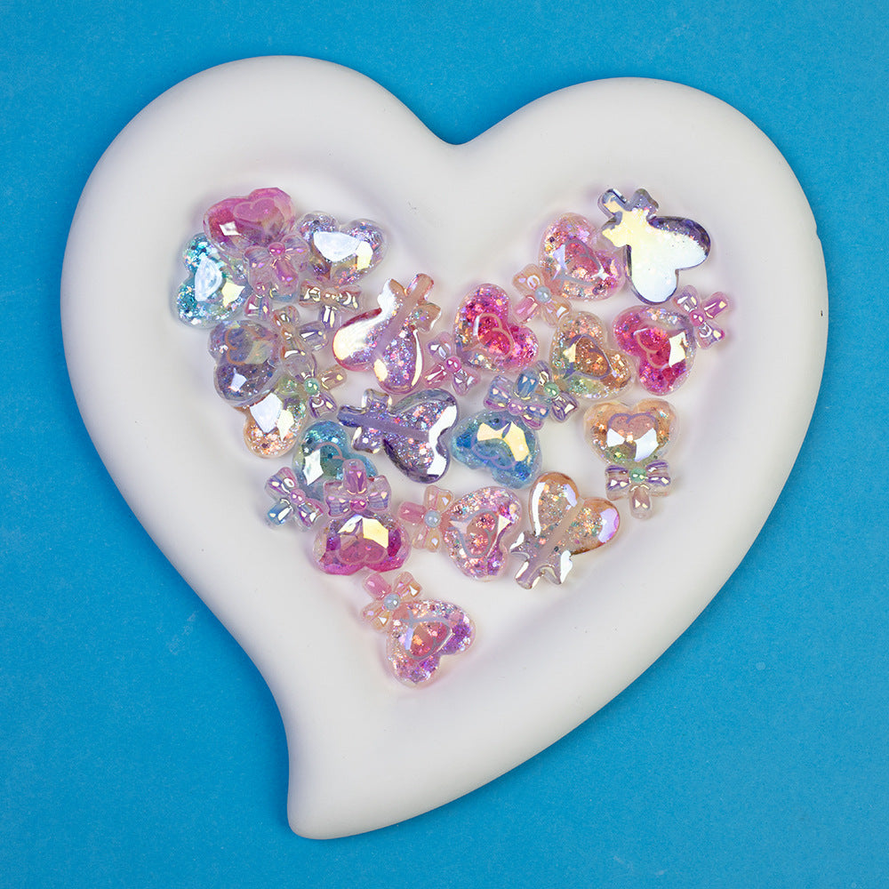 Plating Glitter Faceted Heart Lollipop Resin Beads 23.5x19mm 20pcs 4