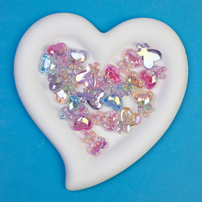 Plating Glitter Faceted Heart Lollipop Resin Beads 23.5x19mm 20pcs 4