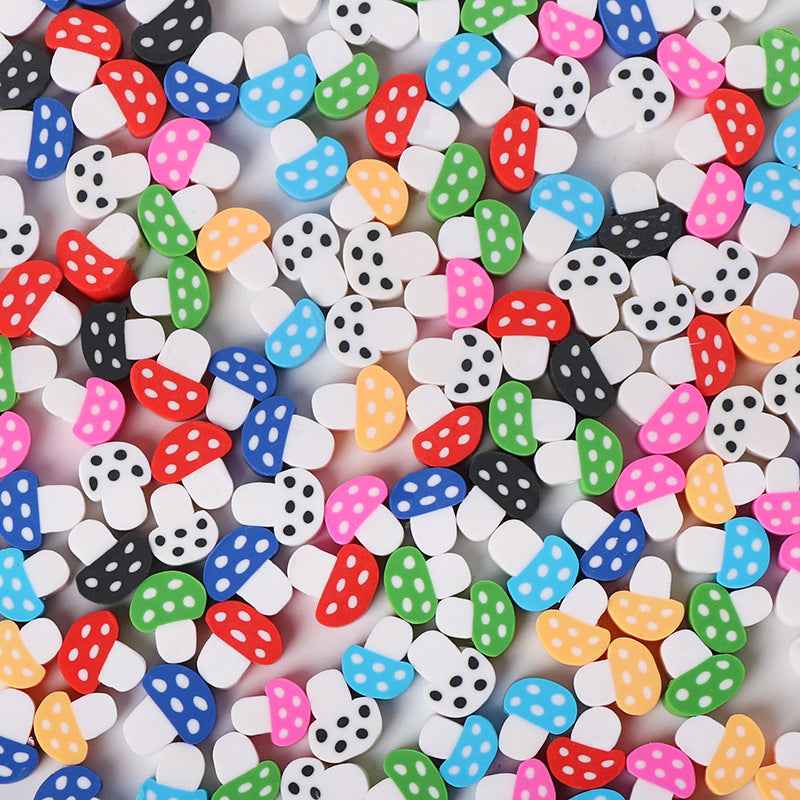 Mushroom Clay Beads 12mm Colorful Polymer Mixed 100pcs 6