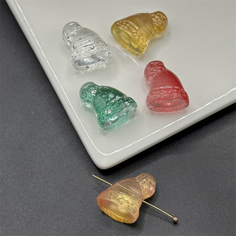 Transparent Christmas Cap Glass Beads 14x17mm Multicolor 100pcs