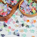 Gradient Five-Petal Flower Glass Beads 10x12mm Translucent Mixed Colors 50pcs