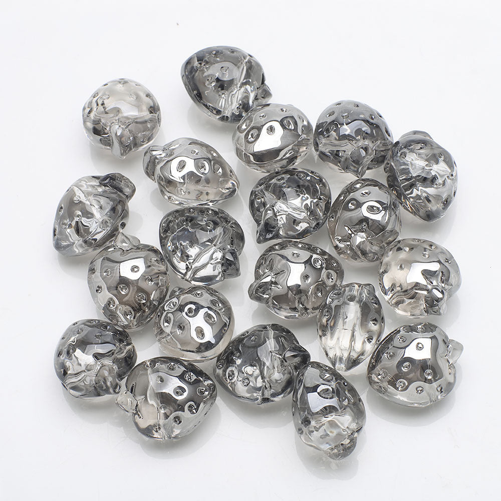Electroplated Strawberry Glass Beads 13x16mm Iridescent 10pcs 14