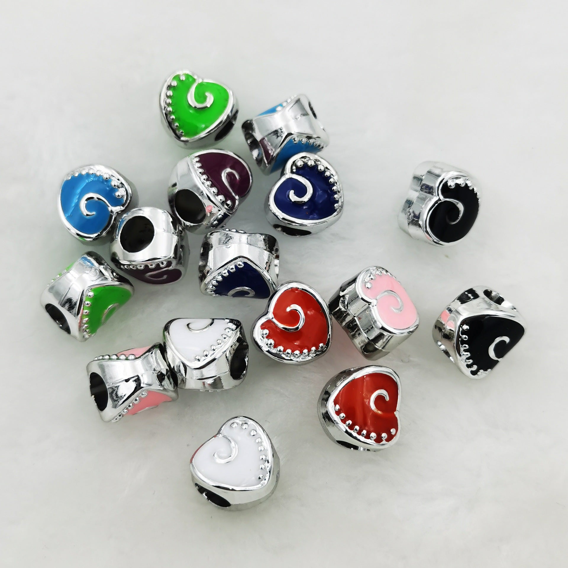Heart Enamel CCB Plastic Acrylic Beads 12mm Colorful Mixed 50pcs 4