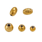 Stainless Steel Round Metal Beads Color Retaining Hammer Texture 20pcs 5
