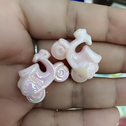 Glow In The Dark Motorcycle Acrylic Beads 20-25mm Iridescent Pastel 100pcs 3