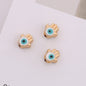 Palm Evil Eye Metal Beads 6mm Enamel Painted Gold Alloy 100pcs 3