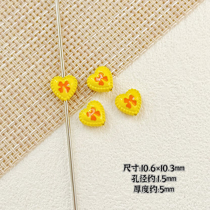 Bone and Heart Metal Beads 15mm and 10mm Baking Painted Alloy 10pcs 21