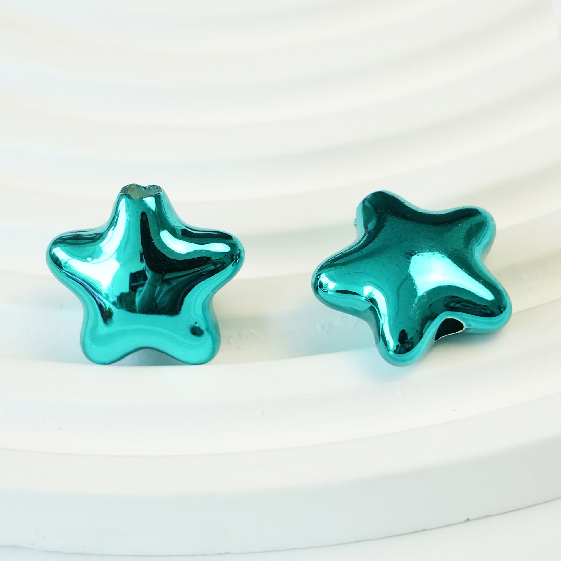 Pentagram Snowflake Acrylic Beads 14mm 21mm Metallic Plated 100pcs 12