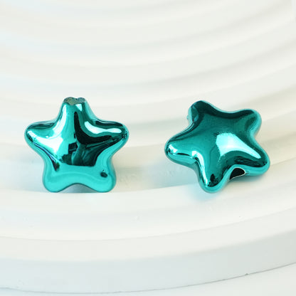 Pentagram Snowflake Acrylic Beads 14mm 21mm Metallic Plated 100pcs 12
