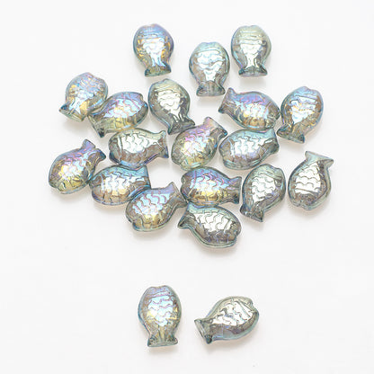 Electroplated Fish Glass Beads 10x14mm Japanese Style Perforated 30pcs 11
