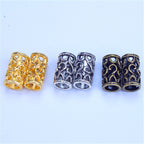 Tube Metal Beads 15mm Vintage Hollowed-Out Zinc Alloy 2pcs 2