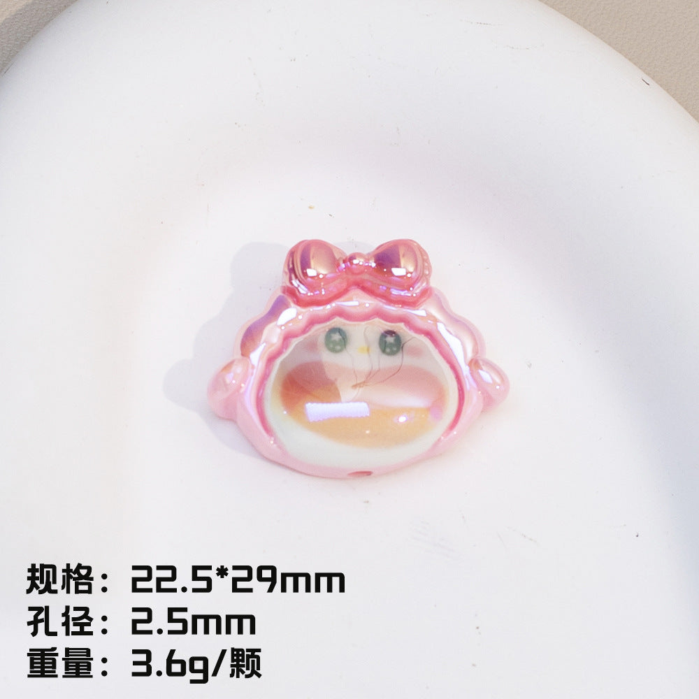 Plating Resin Character Beads Glossy Pastel Tones Big Mouth 10pcs 7
